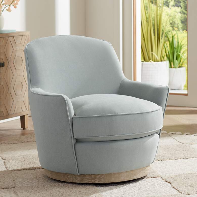 Image 1 Kathleen Peyton Light Blue Swivel Accent Chair