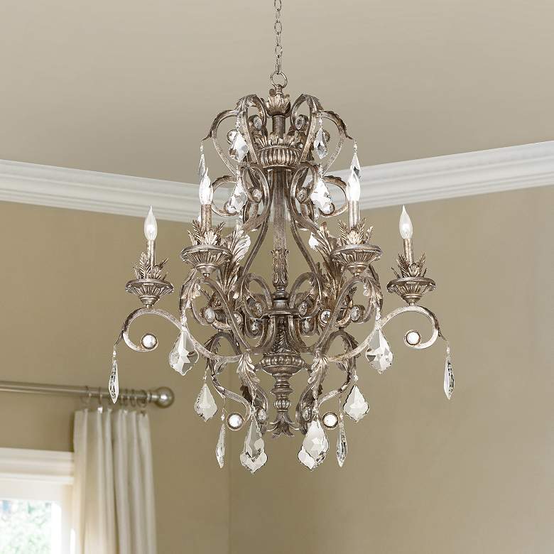 Kathy Ireland 30&quot; Metallic Silver and Crystal Traditional Chandelier
