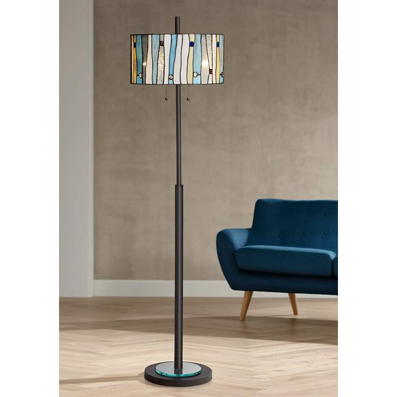 Image 1 Kathy Ireland 63 1/2" Appalachian Spirit Tiffany-Style Floor Lamp