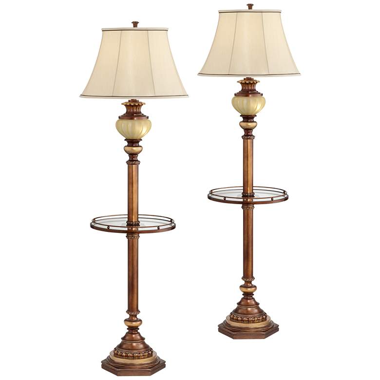 Image 2 Kathy Ireland 65" High Night Light Glass Tray Floor Lamps Set of 2