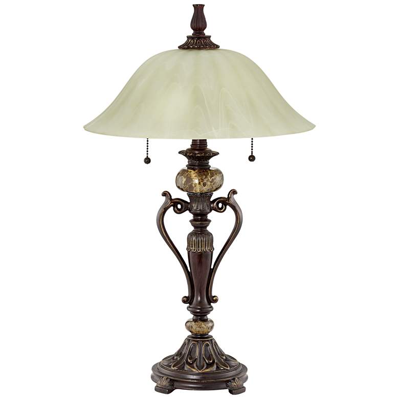 Image 2 Kathy Ireland Amor 26" Glass and Bronze Traditional Accent Table Lamp