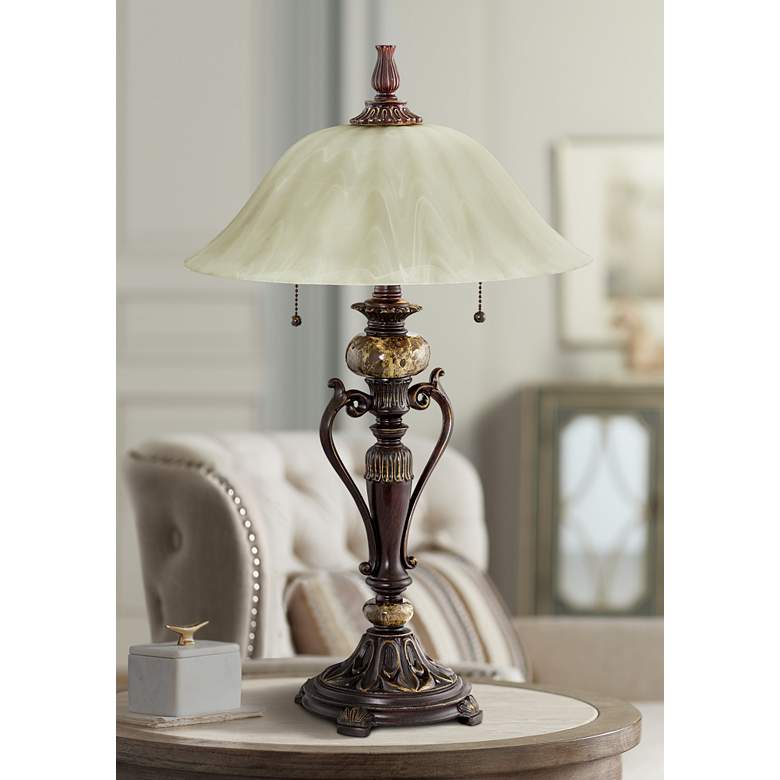 Image 1 Kathy Ireland Amor 26" Glass and Bronze Traditional Accent Table Lamp
