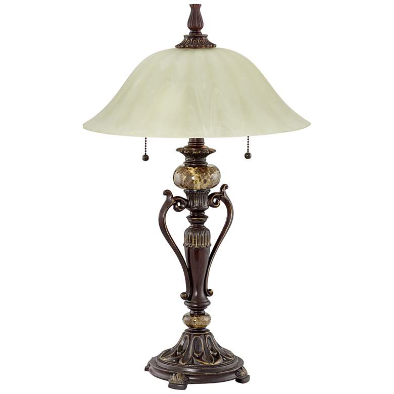 Image 5 Kathy Ireland Amor 26" Glass and Bronze Traditional Accent Table Lamp more views
