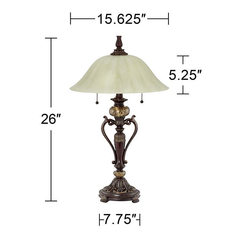 Image 6 Kathy Ireland Amor 26" Glass and Bronze Traditional Accent Table Lamp more views