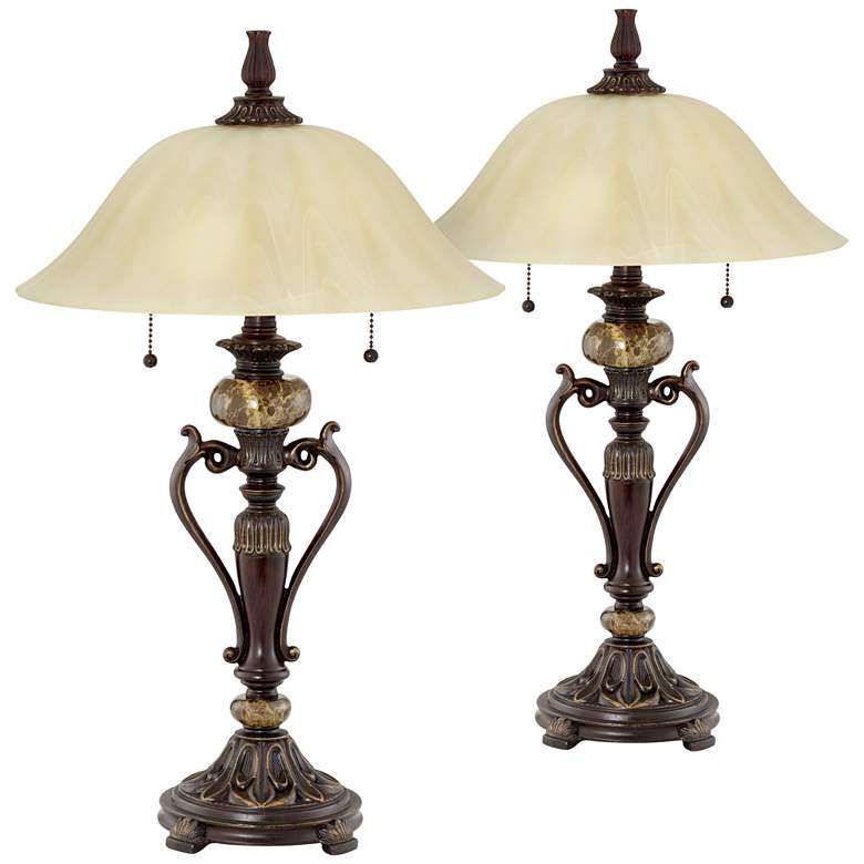 Image 1 Kathy Ireland Amor 26 inch High Bronze Traditional Table Lamps Set of 2