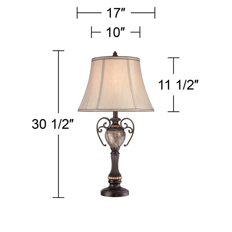 Image 7 Kathy Ireland Belvedere Manor 30 1/2 inch Faux Marble and Bronze Lamp more views