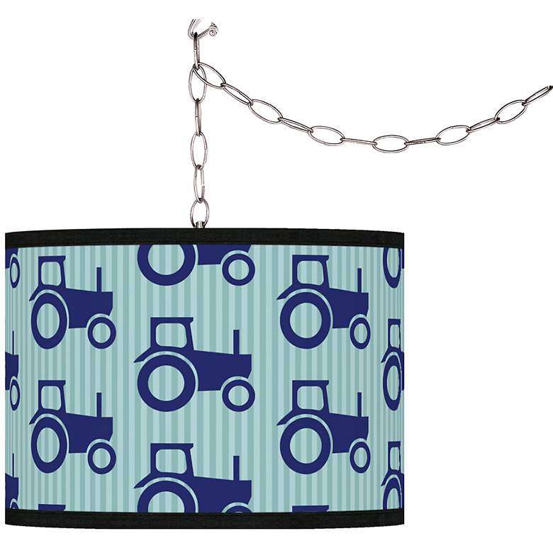 Image 1 Kathy Ireland Blue Tractor Time Swag Plug-In Chandelier