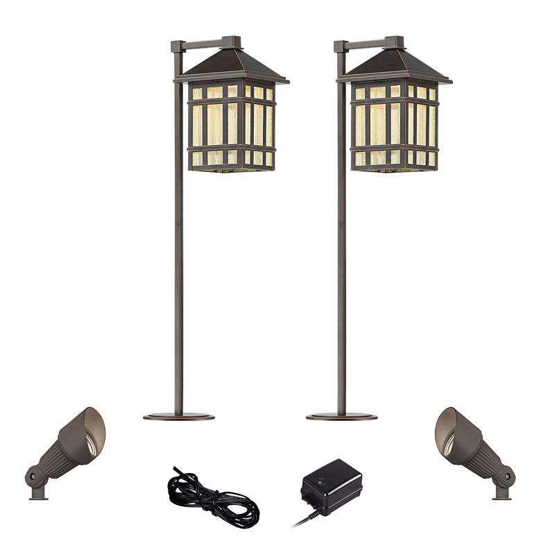 Image 1 Kathy Ireland Bronze Finish 6-Piece LED Path and Spot Landscape Light Set