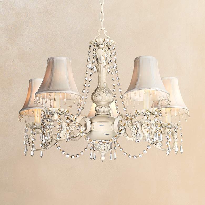 Image 1 Kathy Ireland Chateau de Conde 26" Classic White Five Light Chandelier