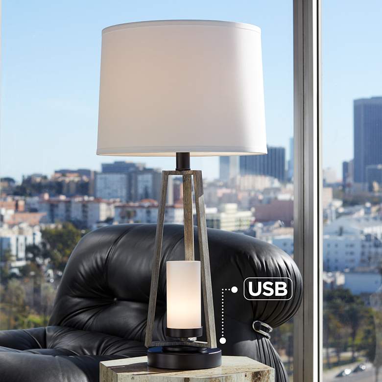 Image 1 Kathy Ireland City Ports 30" Modern Night Light Table Lamp