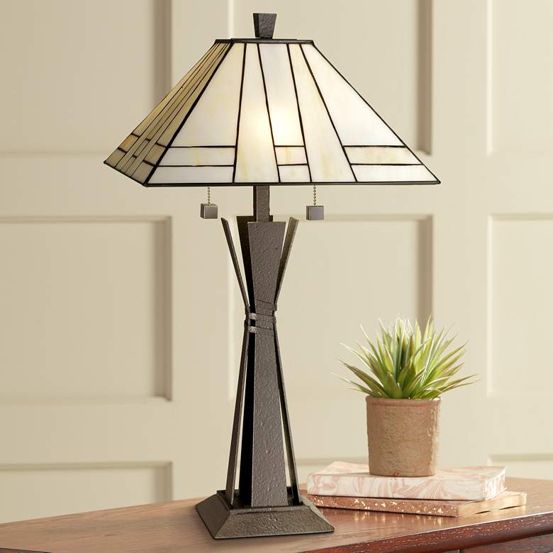 Image 1 Kathy Ireland Citycraft 27" High Mission Tiffany-Style Table Lamp