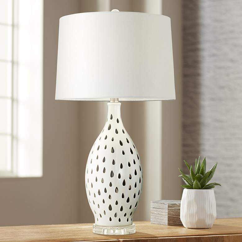 Image 1 Kathy Ireland Coral Coast White Ceramic Table Lamp