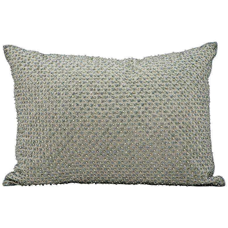 Image 1 Kathy Ireland Elegance 14 inch x 20 inch Silver Gray Pillow