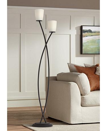Kathy Ireland Everly 62 1/2" 2-Light Metal and Glass Floor Lamp
