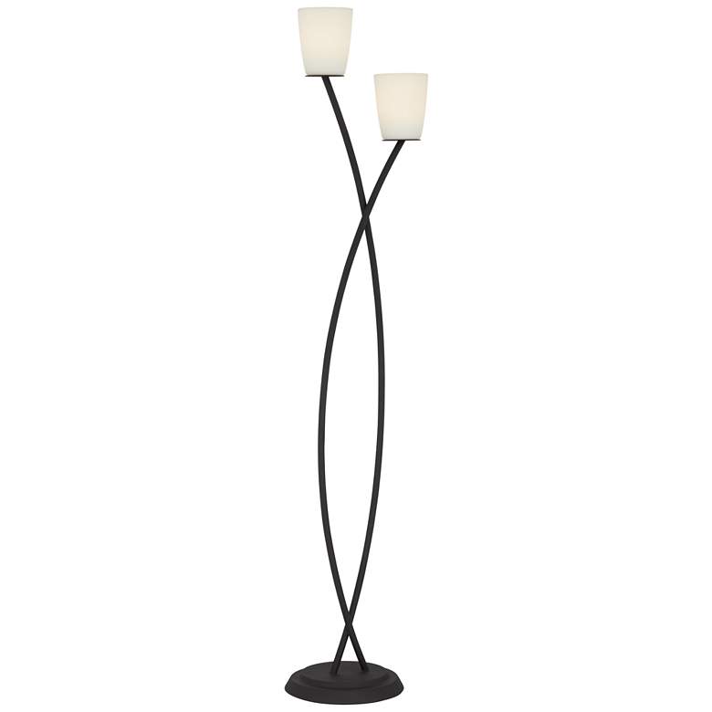 Image 2 Kathy Ireland Everly 62 1/2" 2-Light Metal and Glass Floor Lamp