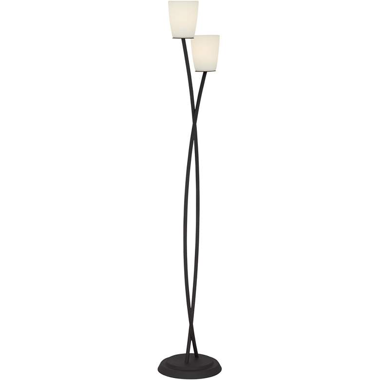 Image 7 Kathy Ireland Everly 62 1/2" 2-Light Metal and Glass Floor Lamp more views