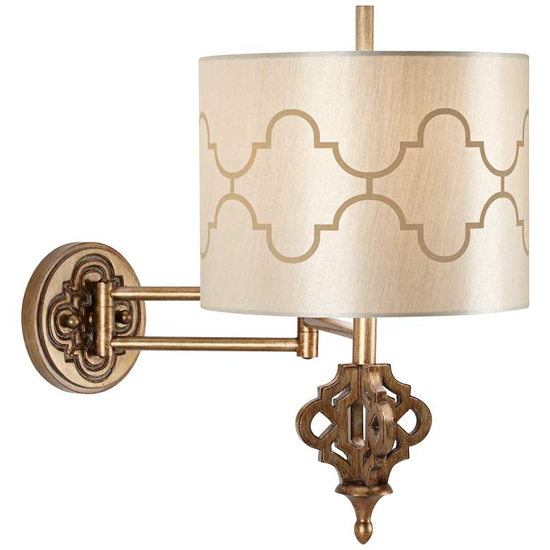 Image 1 Kathy Ireland Golden Palace 19 inch High Swing Arm Wall Lamp