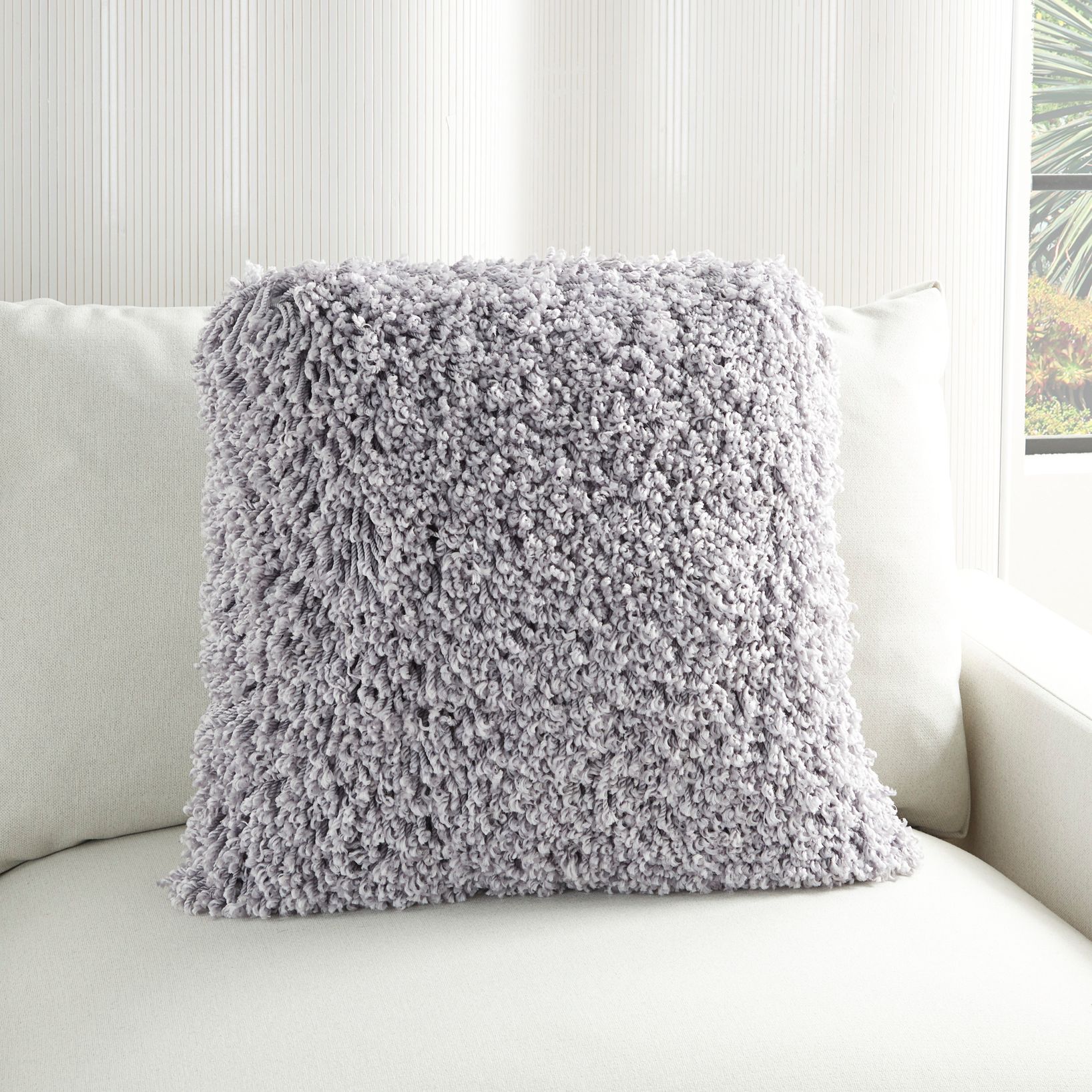 Gray shag outlet pillow