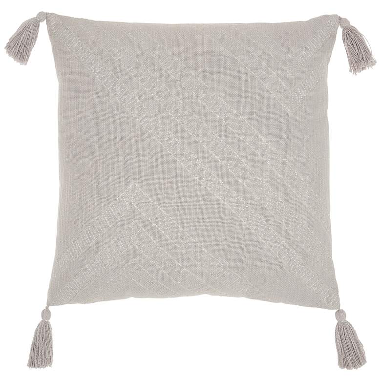 Image 2 Kathy Ireland Gray Metallic Embroidery 20 inch Square Pillow