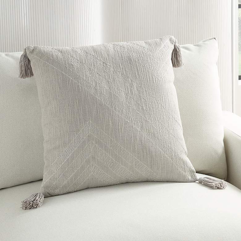Image 1 Kathy Ireland Gray Metallic Embroidery 20 inch Square Pillow