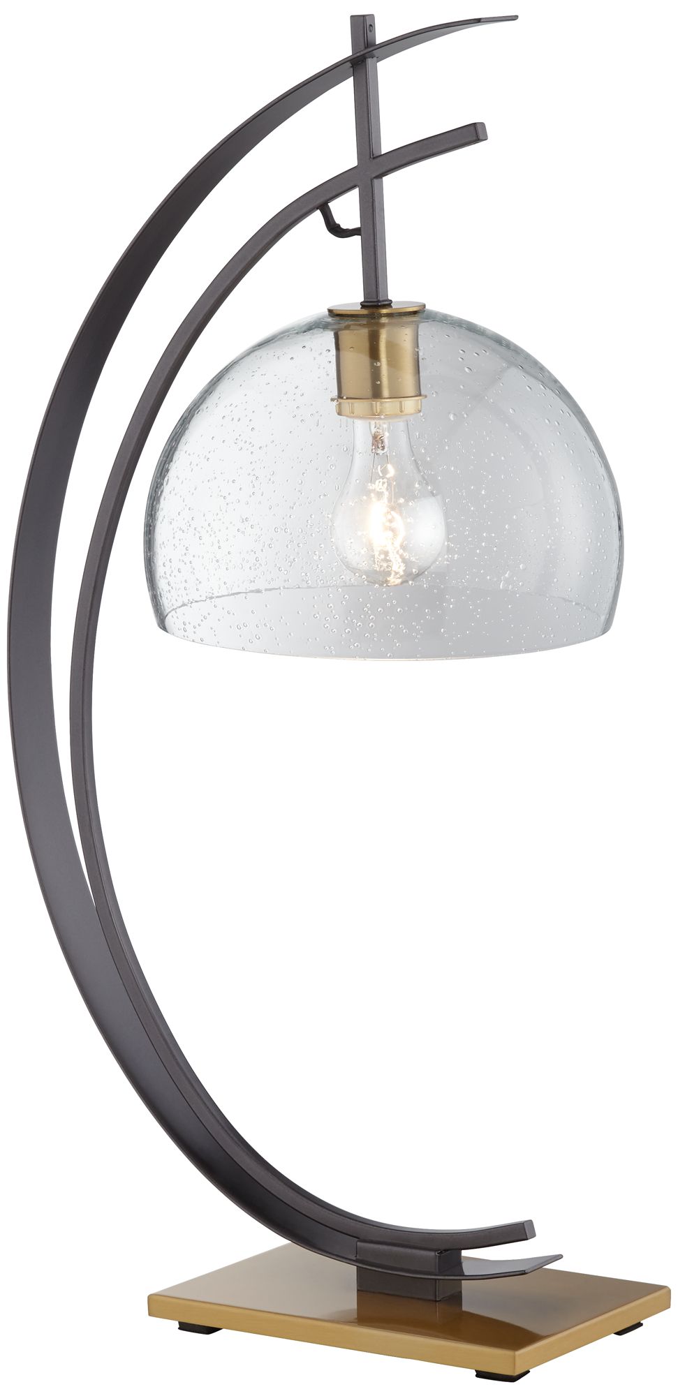 Kathy Ireland Half-Moon 28" High Clear Glass Dome Arc Table Lamp