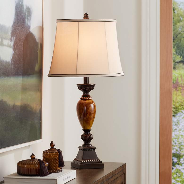 Image 2 Kathy Ireland Home Mulholland 30 inch Marble Finish Traditional Table Lamp
