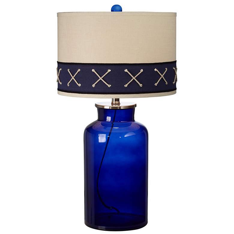 Image 1 Kathy Ireland Home Sail Ahoy Navy Blue Glass Table Lamp