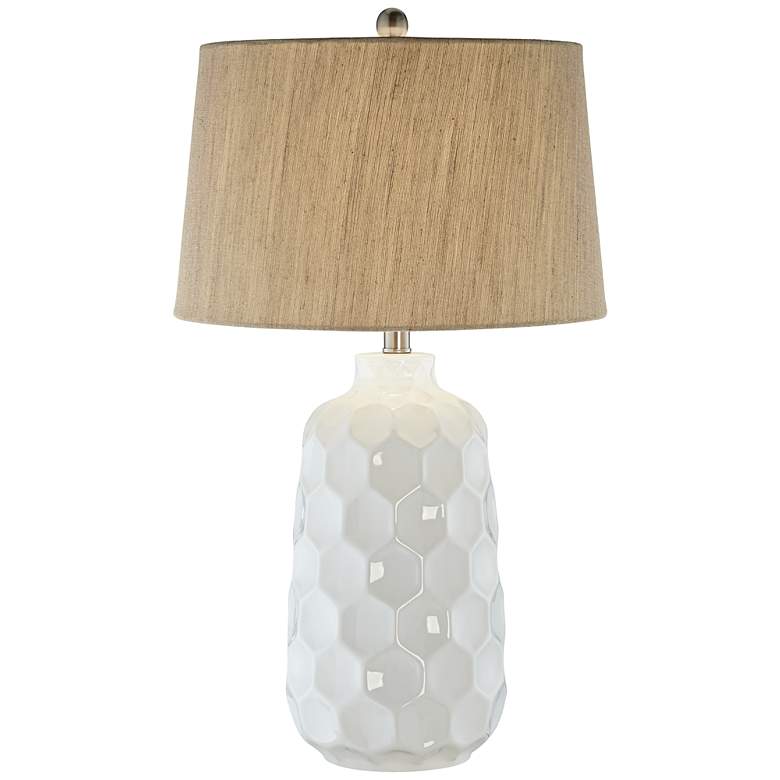 Image 3 Kathy Ireland Honeycomb White Ceramic Table Lamp