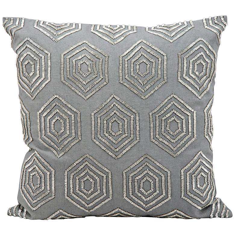 Image 1 Kathy Ireland Inspire 18 inch Square Gray Silver Pillow