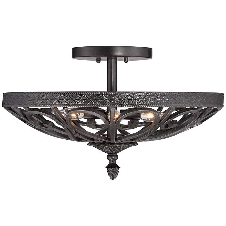 Kathy Ireland La-Romantica 24" Wide Scroll Black Iron Ceiling Light