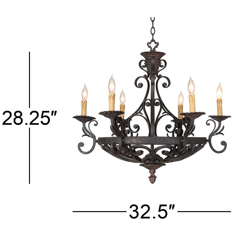 Image 6 Kathy Ireland La Romantica 32 1/2" Wide Dark Bronze 6-Light Chandelier more views