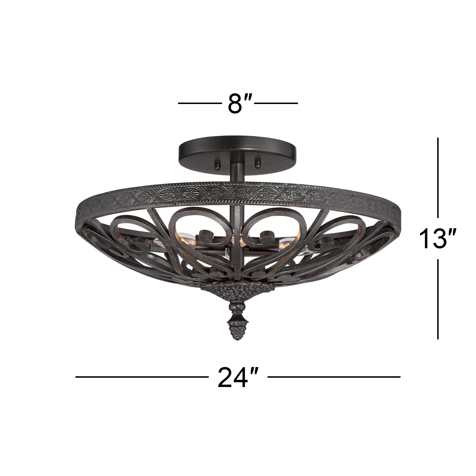 Kathy Ireland La Romantica Black Iron Ceiling Light 7W432 Lamps Plus