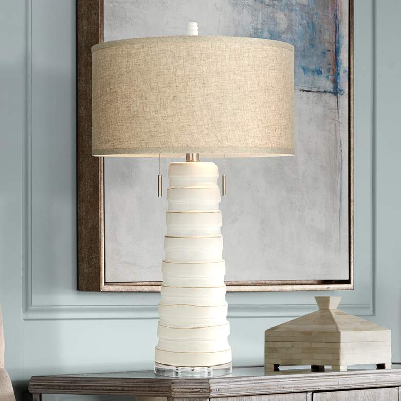 Image 1 Kathy Ireland Matinee White Ceramic Table Lamp