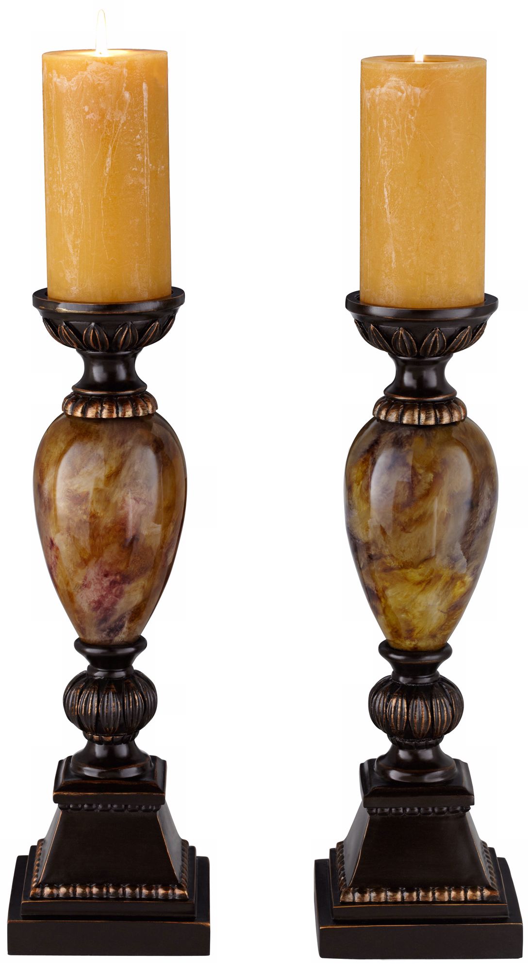Kathy Ireland Mulholland 16" High Pillar Candle Holders Set of 2 