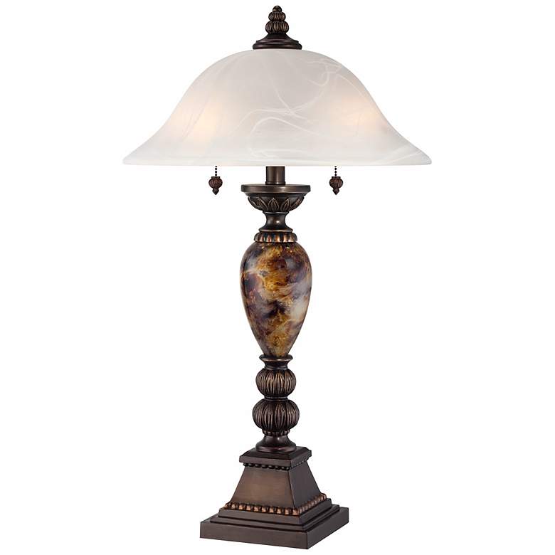 Image 3 Kathy Ireland Mulholland 27 inch Faux Marble Alabaster Glass Table Lamp
