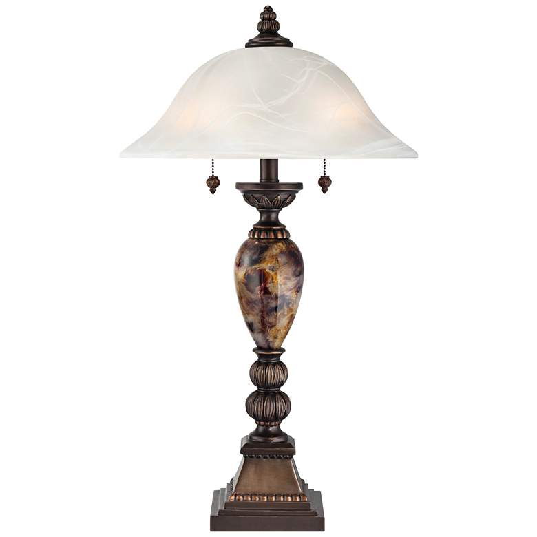 Image 6 Kathy Ireland Mulholland 27" Faux Marble Alabaster Glass Table Lamp more views