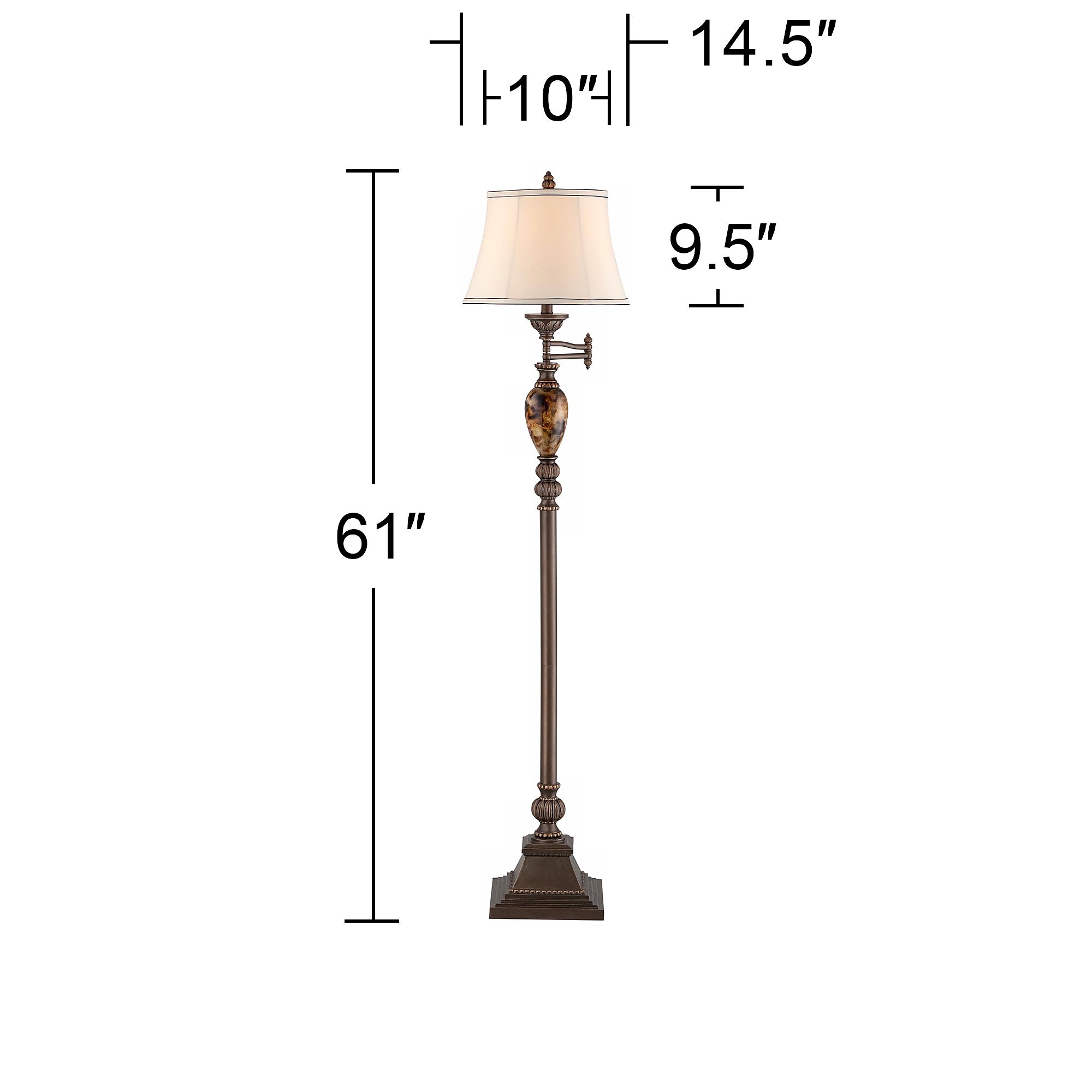 Kathy Ireland Mulholland 61" High Bronze Swing Arm Floor Lamp in scene