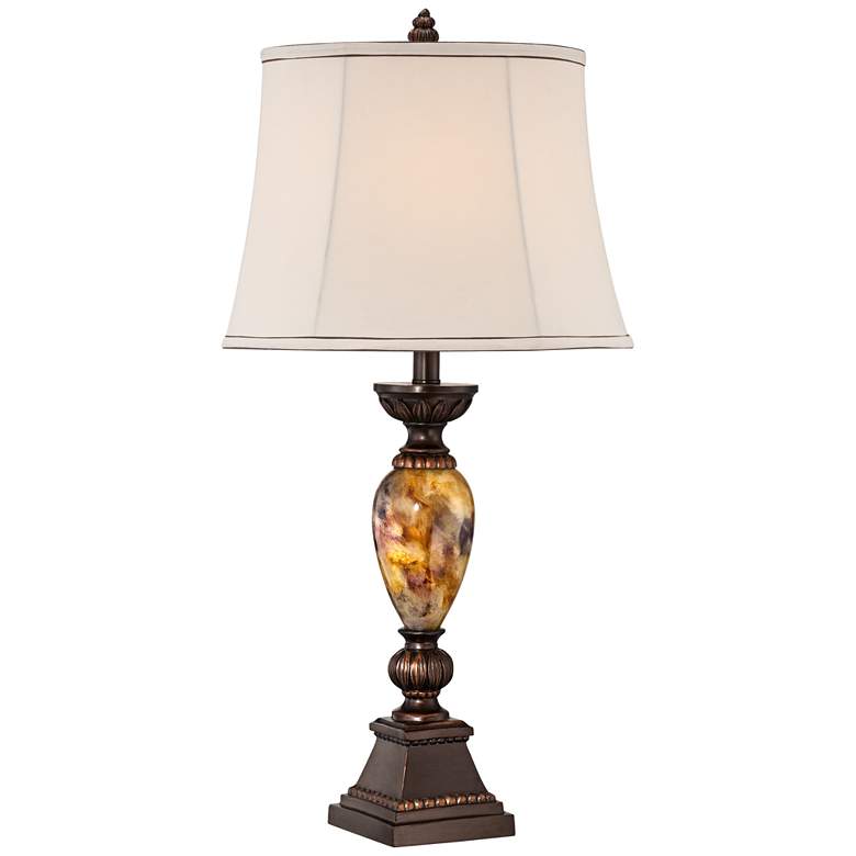 Kathy Ireland Mulholland Marbleized Lamp with Table Top Dimmer