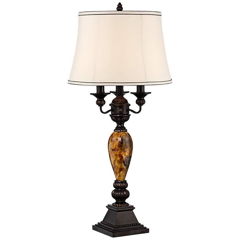 Image 2 Kathy Ireland Mulholland Traditional Table Lamp with USB Brown Dimmer Cord