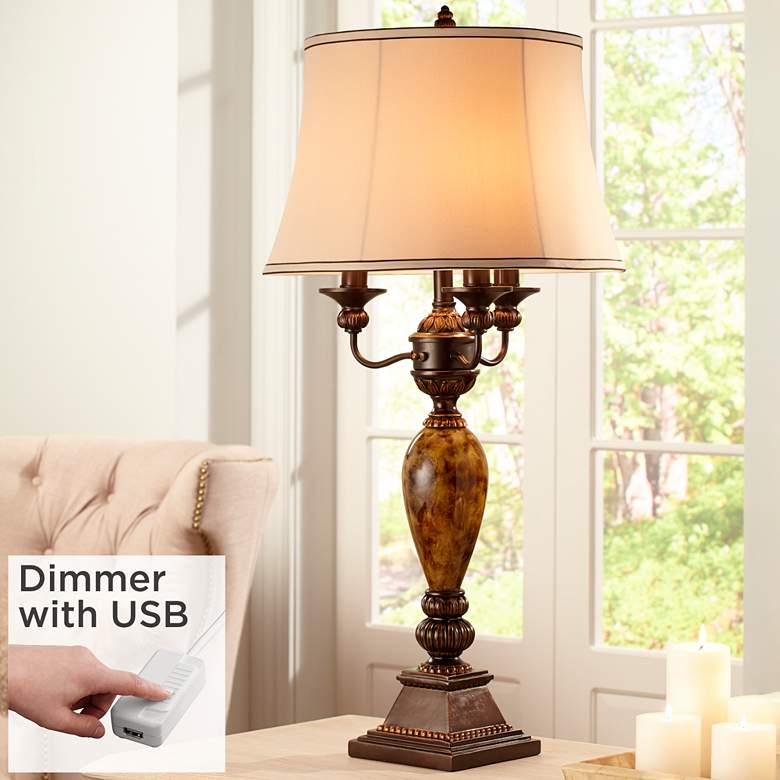 Image 1 Kathy Ireland Mulholland Traditional Table Lamp with USB Dimmer