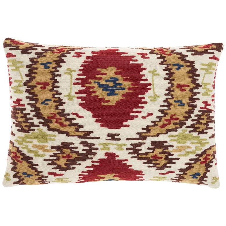 Image 1 Kathy Ireland Multi-Color Ikat 18 inch x 12 inch Throw Pillow