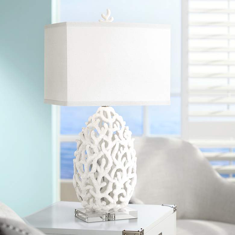 Image 1 Kathy Ireland Ocean Treasures Coral White Coastal Table Lamp