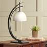 Kathy Ireland Orbit 28" Black Arc with White Glass Accent Table Lamp