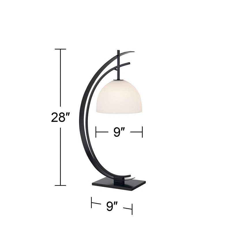 Image 3 Kathy Ireland Orbit 28 inch Black Arc with White Glass Accent Table Lamp more views