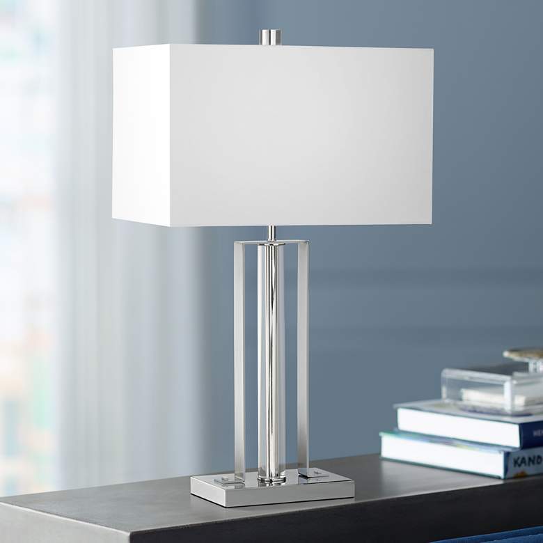 Image 1 Kathy Ireland Park Studio Chrome and Crystal Table Lamp