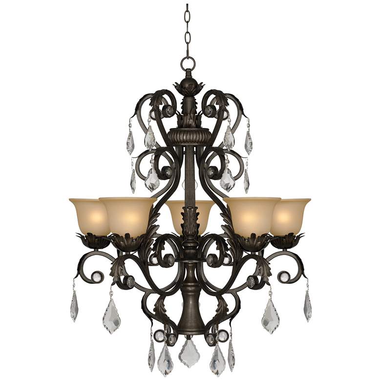 Image 7 Kathy Ireland Ramas de Luces 31 inch Amber and Bronze Scroll Chandelier more views
