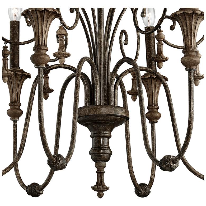 Image 5 Kathy Ireland Scrolled Tiers 28" Wide Beige and Bronze Chandelier more views