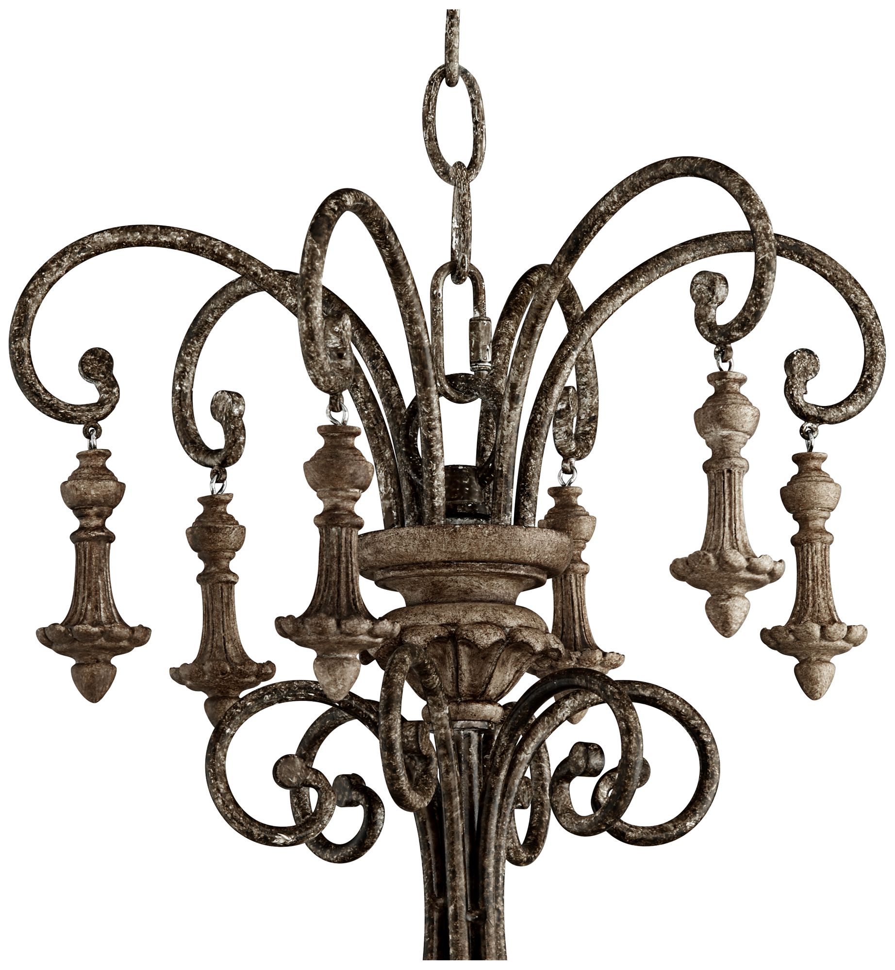 Kathy Ireland Scrolled Tiers 28" Wide Beige and Bronze Chandelier 