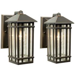 Kathy Ireland Sierra Craftsman 10 1/2" Bronze Outdoor Wall Lights Set