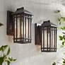 1_Kathy Ireland Sierra Craftsman 10 1/2" Bronze Outdoor Wall Lights Set